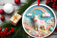 Round Christmas Ornament Sublimation|Clipart Product Image 2