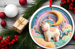 Round Christmas Ornament Sublimation|Clipart Product Image 2