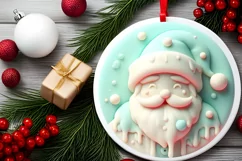 Santa with Melting Edges Round Ornament Sublimation PNG Product Image 2