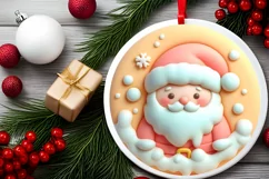 Pastel Polar Bear Melting Round Ornament Sublimation PNG Product Image 1