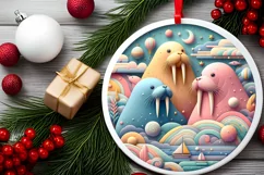 Round Christmas Ornament Sublimation|Clipart Product Image 2
