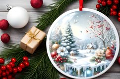 Winter Scene with Flowers Round Ornament Sublimation PNG Product Image 2