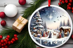 Round Christmass Ornament Sublimation|Clipart Product Image 2