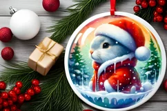 Watercolor Christmas Rabbit Portrait Product Image 2