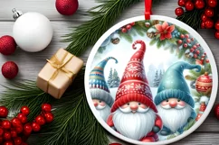 Winter Gnomes Christmas Ornament Sublimation PNG Product Image 2