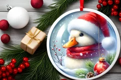 Watercolor Christmas Winter Scene Duck Product Image 1