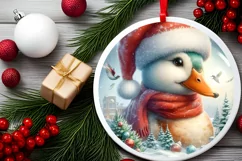Watercolor Christmas Winter Scene Duck Product Image 2