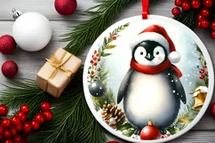 Watercolor Christmas Penguin Portrait Product Image 2