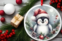 Watercolor Christmas Penguin Portrait Product Image 1