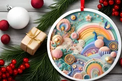 Round Christmas Ornament Sublimation|Clipart Product Image 2