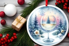 Winter Scene with Champaigne Round Ornament Sublimation PNG Product Image 2