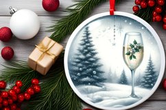 Winter Scene with Champaigne Round Ornament Sublimation PNG Product Image 2