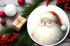 Santa Gnome Round Ornament Sublimation PNG Product Image 2