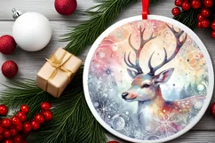 Colorful Reindeer Winter Scene PNG Product Image 2