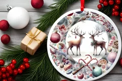 Colorful Reindeer Winter Scene PNG Product Image 2