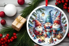 Winter Gnomes Round Ornament Sublimation PNG Product Image 2