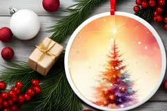 Colorful Christmas Tree Watercolor PNG Product Image 2