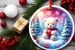 Round Winter Scene with Teddy Bear PNG Product Image 2