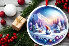 Colorful Winter Scene with Gnome Sublimation PNG Product Image 2