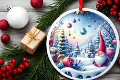 Colorful Winter Scene with Gnome Sublimation PNG Product Image 2