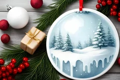 Round Winter Scene with Penguins PNG Product Image 2