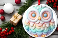 Melting Owl Round Sticker Sublimation PNG Product Image 2