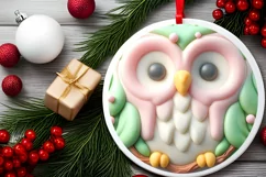 3D Marzipan Christmas Owl PNG Product Image 2