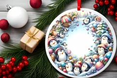 Winter Penguins with Melted Edges Sublimation PNG Product Image 2