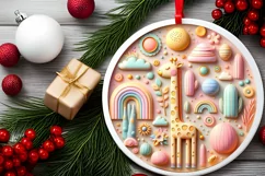 Round Christmas Ornament Sublimation|Clipart Product Image 2