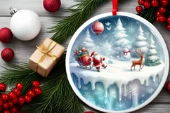 Round Winter Scene with Santa PNG Product Image 1