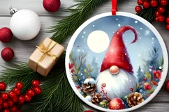 Winter Gnomes Round Ornament Sublimation PNG Product Image 1