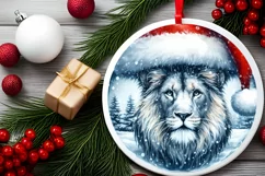 Round Winter Scene with Lion PNG Product Image 1