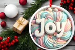 Joy 3D Martzipan Winter Ornament PNG Product Image 2