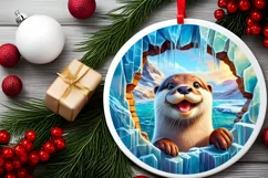 Icy Wall with Smiling Otter Sublimation PNG Product Image 2