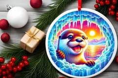Icy Wall with Smiling Otter Sublimation PNG Product Image 1