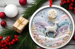 Round Christmas Ornament Sublimation|Clipart Product Image 2