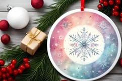 Round Snowflake Christmas Ornament PNG Product Image 1