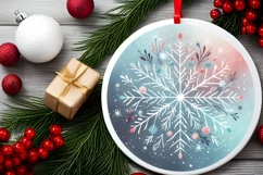 Round Snowflake Christmas Ornament PNG Product Image 2