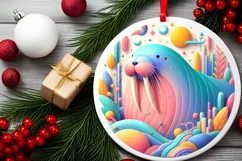 Round Christmas Ornament Sublimation|Clipart Product Image 2
