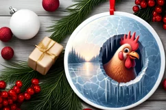 Icy Wall with Smiling Chicken Sublimation PNG Product Image 1