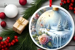 Round Christmass 3D Flowers PNG Product Image 2