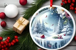 Round Christmass 3D Flowers PNG Product Image 1