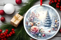 Round Christmass 3D Flowers PNG Product Image 2