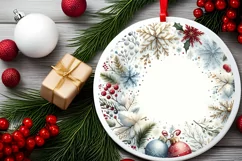 Snow Scene Round Ornament Sublimation PNG Product Image 1