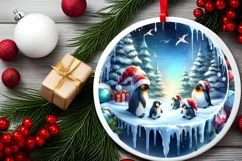 Winter Penguins with Melted Edges Sublimation PNG Product Image 2