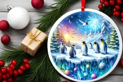Winter Penguins with Melted Edges Sublimation PNG Product Image 2