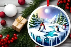 Winter Penguins with Melted Edges Sublimation PNG Product Image 2