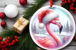 Round Christmass Flamingo PNG Product Image 2