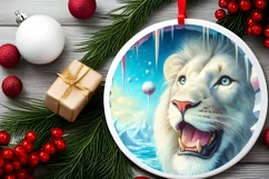 Melting Ice Lion Round Sticker Sublimation PNG Product Image 2