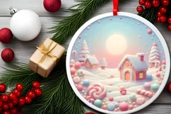 Pastel Molten Candy Winter Scene Sublimation PNG Product Image 2